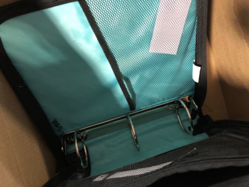 Photo 2 of Case-it The Mighty Zip Tab Zipper Binder - 3 Inch O-Rings - 5 Color Tab Expanding File Folder - Multiple Pockets - 600 Page Capacity - Includes Shoulder Strap - D-146-SMT Mint Blue Single