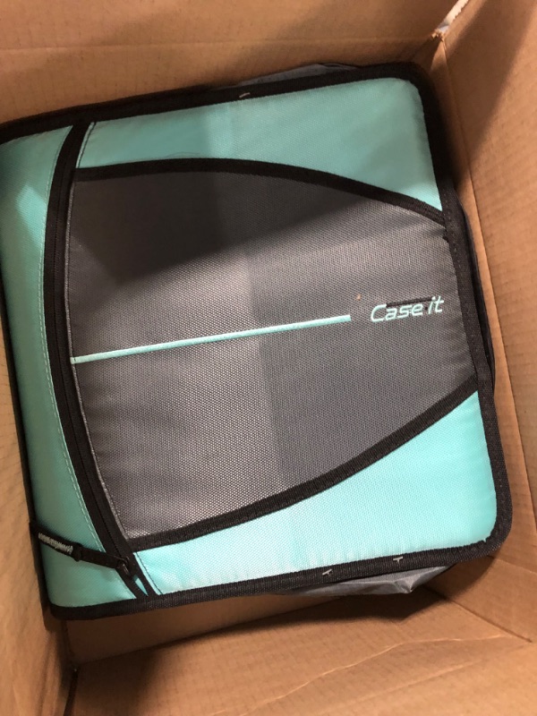 Photo 3 of Case-it The Mighty Zip Tab Zipper Binder - 3 Inch O-Rings - 5 Color Tab Expanding File Folder - Multiple Pockets - 600 Page Capacity - Includes Shoulder Strap - D-146-SMT Mint Blue Single