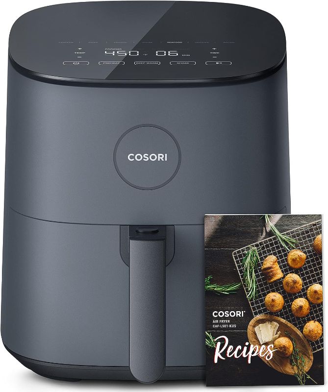 Photo 1 of COSORI Air Fryer Pro LE 5-Qt, for Quick and Easy Meals, UP to 450?, Quiet Operation, 85% Oil less, 130+ Exclusive Recipes, 9 Customizable Functions in 1, Compact, Dishwasher Safe, Gray

