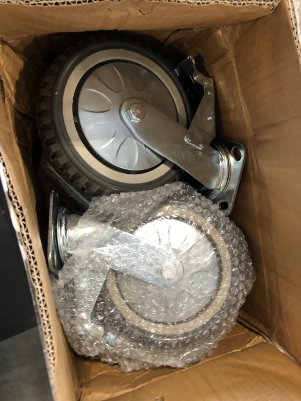 Photo 2 of 8" Heavy Duty Caster Wheels Set of 4 Load 2200lbs Premium Rubber No Noise Casters Wheels Lockable Bearing Plate Caster with Brakes 360 Degree Plate Swivel&Fixed Castors Wheel for Furniture Workbench 8 inch Rubber Caster Wheels