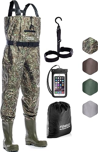 Photo 1 of Foxelli Chest Waders – Camo Hunting Fishing Waders for Men and Women with Boots, 2-ply Nylon/PVC Waterproof Bootfoot Waders
