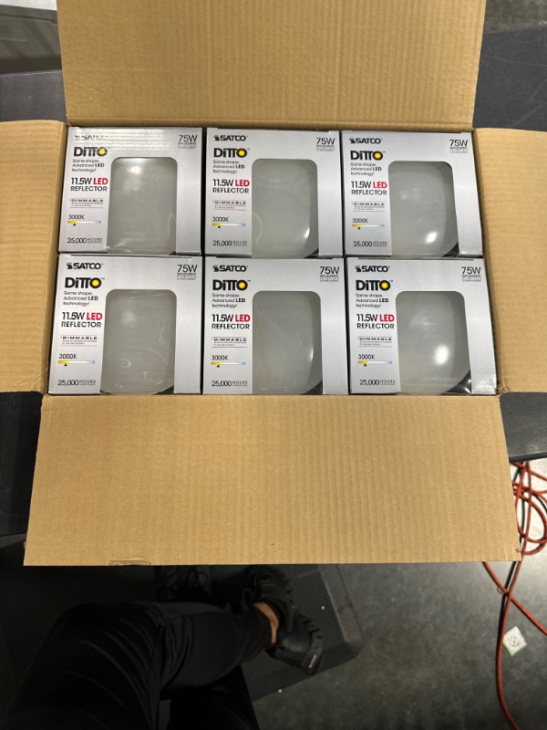 Photo 1 of 6 Pack - Satco 11.5 watt; LED BR40; 3000K; 103' Beam Spread; Medium Base; 120 Volts; Dimmable - S9635
