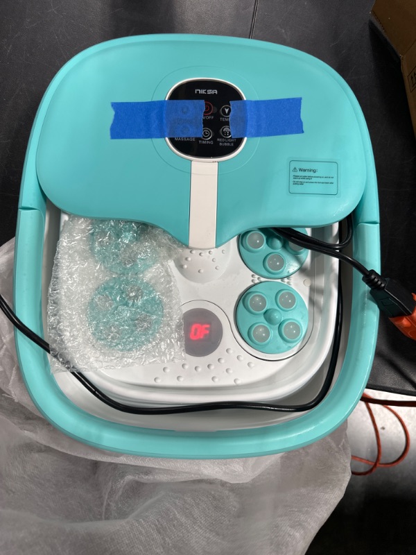 Photo 3 of Niksa Collapsible Foot Spa Bath Massager with Heat, Bubbles,6 Motorized Shiatsu Massage &Temperature Control Pedicure Foot Spa Tub with Mini Acupressure Massage Points for Feet Stress Relief Teal Blue