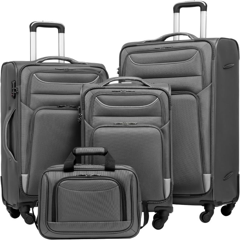 Photo 1 of Coolife Luggage 3 Piece Set Suitcase Spinner Softshell lightweight (gray)