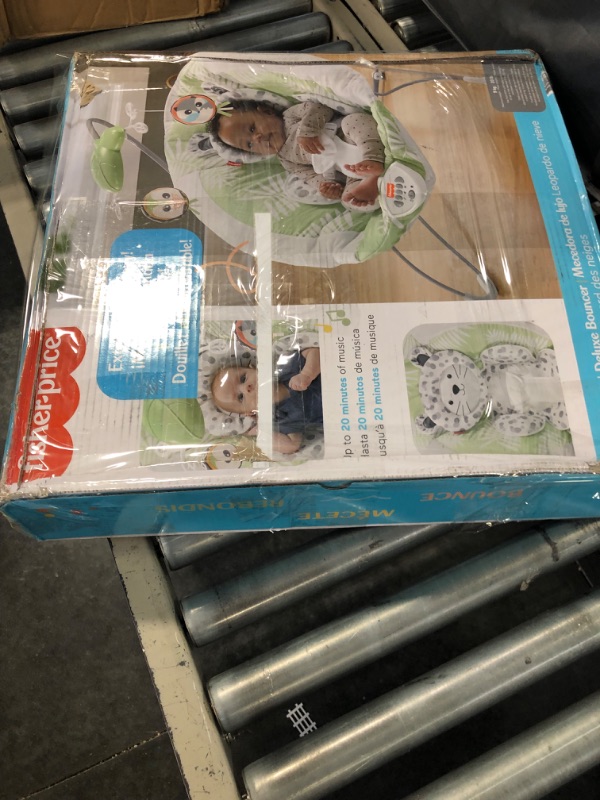 Photo 5 of ?Fisher-Price Snow Leopard Deluxe Bouncer, Bouncing Baby seat with Soothing Music, Sounds, and Vibrations