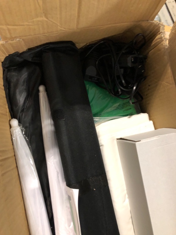 Photo 1 of HYJ-INC Photography Photo Video Studio Background Stand Support Kit with 3 Muslin Backdrop Kits (White/Black/Chromakey Green Screen Kit),1050W 5500K Daylight Umbrella Lighting Kit with Carry Bag Photography Umbrella Lighting Kit With 3 backdrops