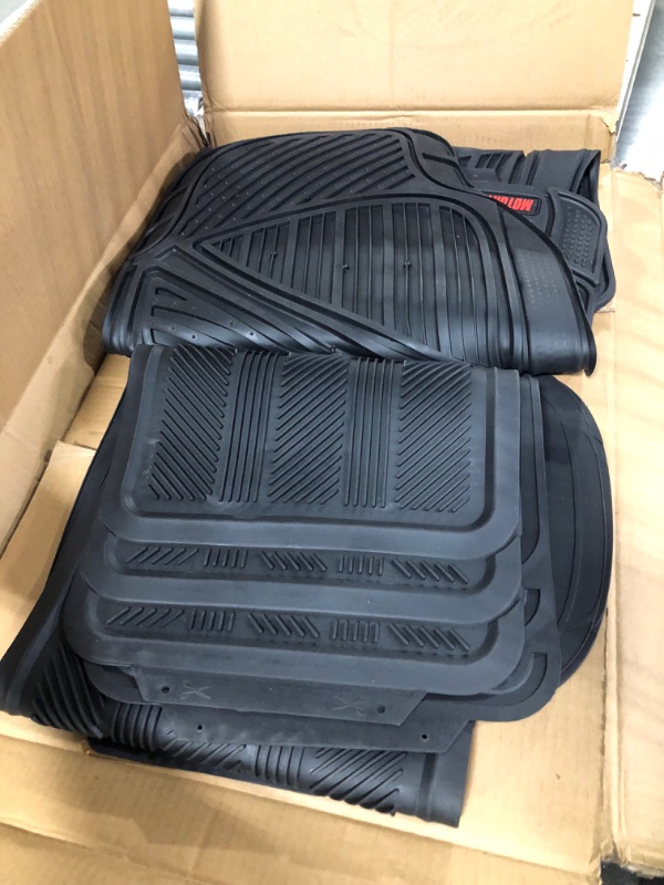 Photo 3 of Motor Trend 3-Row Heavy Duty Rubber Floor Mats & Liners for Car SUV Van, Front 2nd & 3rd Row Durable Polymerized Latex Full Interior Protection, Extra-High Ridgeline Design, Black