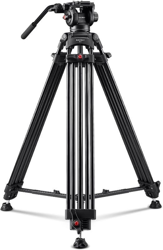 Photo 1 of 2023 Upgrade? RAUBAY 70.8" Professional Heavy Duty Video Camera Tripod with Fluid Head, QR Plate for DSLR Camcorder, Max Loading 17.6lbs, Aluminum Twin Tube Leg with Metal Mid-Level Spreader DV-1 PRO