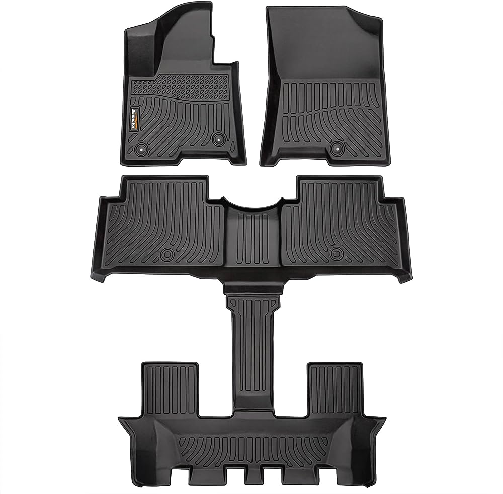 Photo 1 of Binmotor All Weather Floor Mats for Kia Sorento Hybrid (PHEV & HEV) 2021-2024 / Sorento Plug-in Hybrid 6/7 Passenger 2022-2023, 1st & 2nd & 3rd Row Full Set, Heavy Duty Car Floor Liners- Accessories