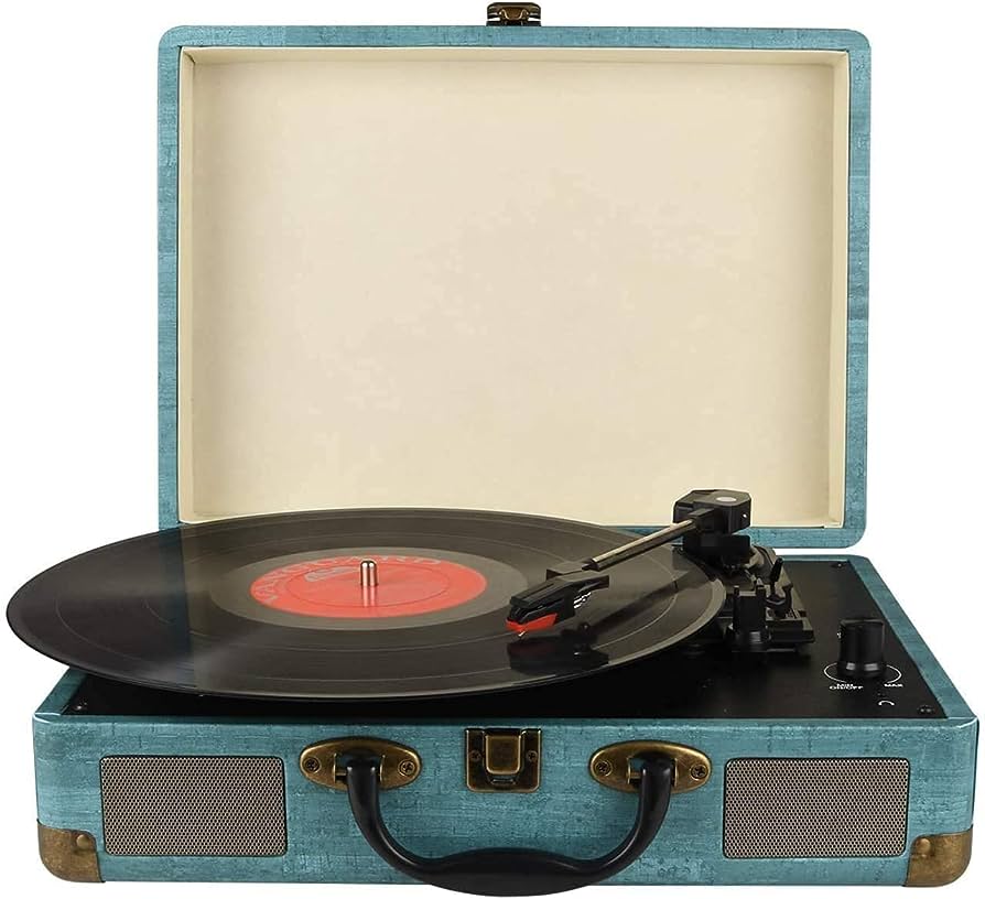 Photo 1 of Vinyl Record Player 3 Speed Wireless Turntable with Built-in Speakers and USB Belt-Driven Vintage Phonograph Portable Bluetooth Suitcase Upgraded Audio Sound for Entertainment and Home Decoration