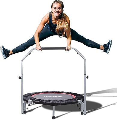 Photo 1 of BCAN 40/48" Foldable Mini Trampoline Max Load 330lbs/440lbs, Fitness Rebounder with Adjustable Foam Handle, Exercise Trampoline for Adults Indoor/Garden Workout