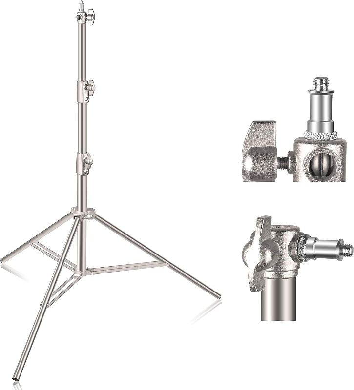 Photo 1 of Selens Stainless Steel Heavy Duty Light Stand, 9ft/2.8m Spring-Cushioned Tripod Stand with 1/4 & 3/8" Adapter Compatible with Photo Studio Reflector, Light, Softbox, Umbrella - \