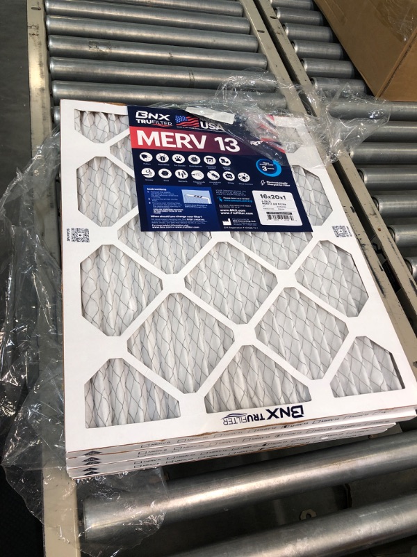 Photo 3 of BNX TruFilter 16x20x1 MERV 13 (6-Pack) AC Furnace Air Filter - MADE IN USA - Electrostatic Pleated Air Conditioner HVAC AC Furnace Filters - Removes Pollen, Mold, Bacteria, Smoke (Actual Size: 15 11/16’’ x 19 11/16’’ x 3/4‘’) 16x20x1 6-Pack