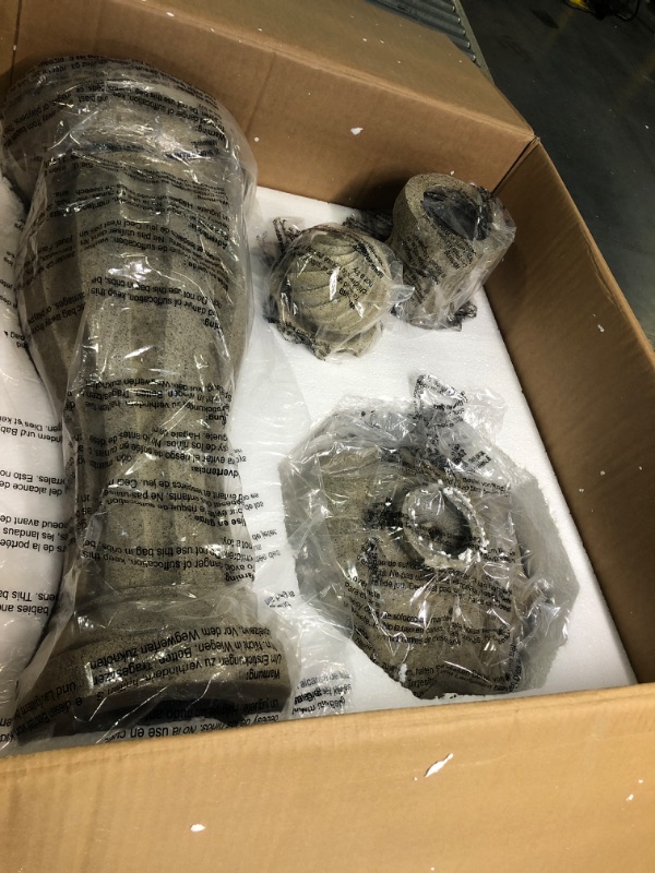 Photo 1 of Sunnydaze 2-Tier Arcade Solar with Battery Backup Water Fountain with LED Light - Outdoor Water Feature with Rechargeable Solar Battery - Earth - 45-Inch