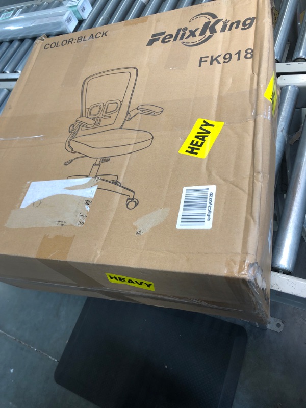 Photo 1 of FelixKing Office Chair, Ergonomic Desk Chair with Adjustable Height and Lumbar Support Swivel Lumbar Support Desk Computer Chair with Flip up Armrests for Conference Room (Black) FK9058 Black