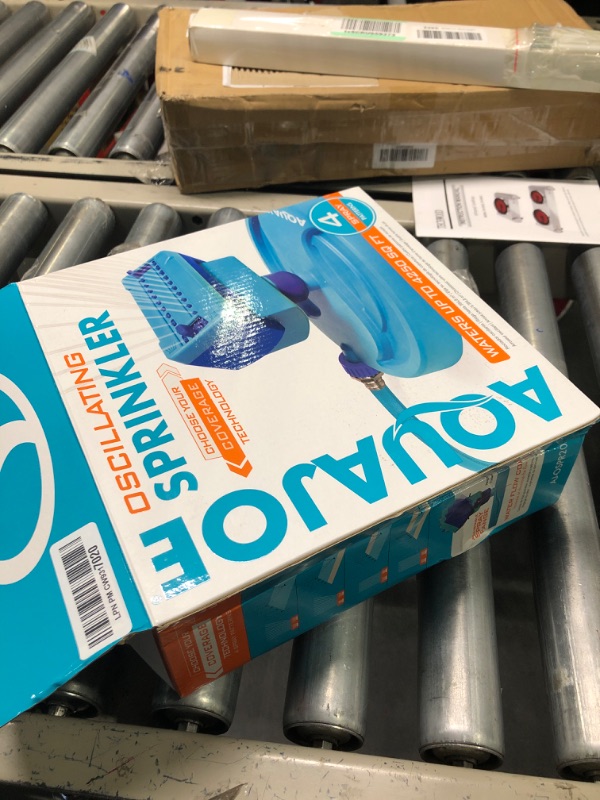 Photo 1 of Aqua Joe AJ-OSPR20 Mini Gear-Driven Oscillating Sprinkler on Sled Base, 4,250 Sq. Ft. Max, Blue & SJI-OMS16 Indestructible Metal Base Oscillating Sprinkler, 3600-Square Foot Coverage LIGHT BLUE Oscillating Sprinkler + Sprinkler