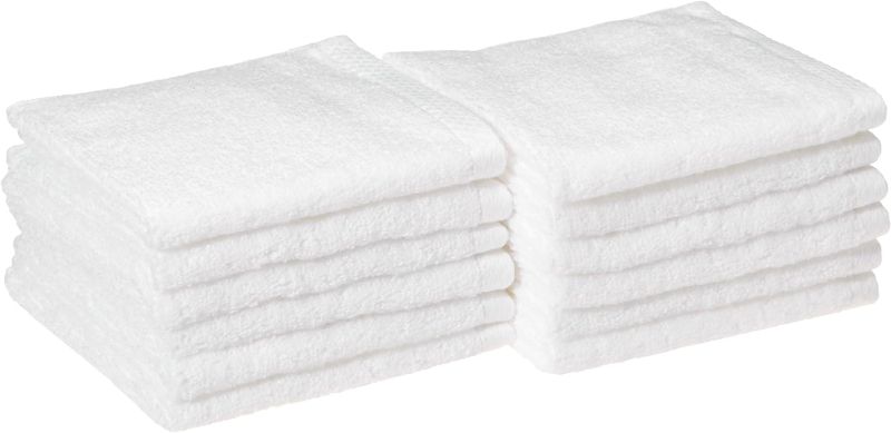 Photo 1 of Amazon Basics Quick-Dry Washcloth 100% Cotton - 12-Pack, LAKE BLUE 
