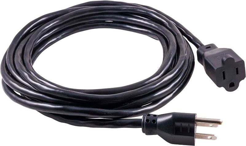 Photo 1 of 15 Foot Extension Cord, Heavy Duty, 16AWG, Indoor / Outdoor Use, Great for Workshops, UL Listed, Black, 50369