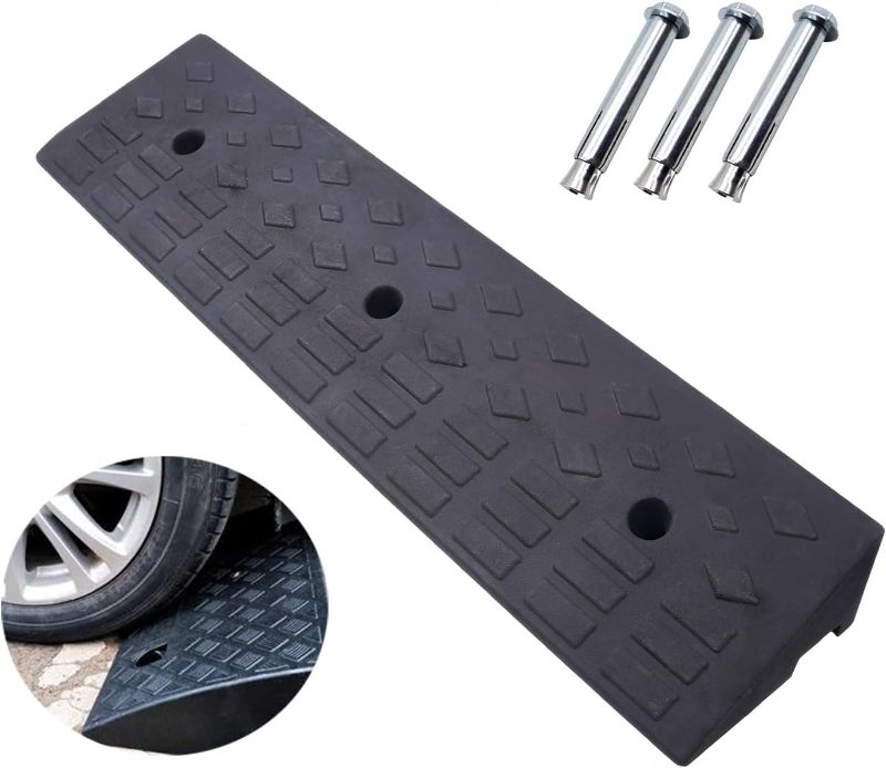 Photo 1 of 4" Rise Rubber Curb Ramps Heavy Duty Driveway Curb Ramp 17000 Lbs Car Slope Ramp for Sidewalk Cars RV Trucks Shed Access Bike Pets Scooter Wheelchair 