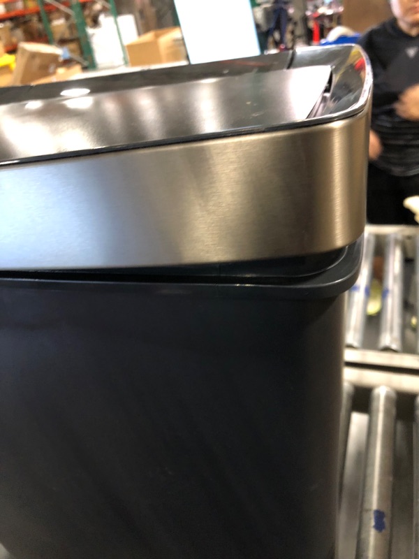 Photo 4 of ***DAMAGED LID*** Rubbermaid Premier Series III Step-On Trash Can for Home and Kitchen, with Stainless Steel Rim, 12.4 Gallon, Charcoal