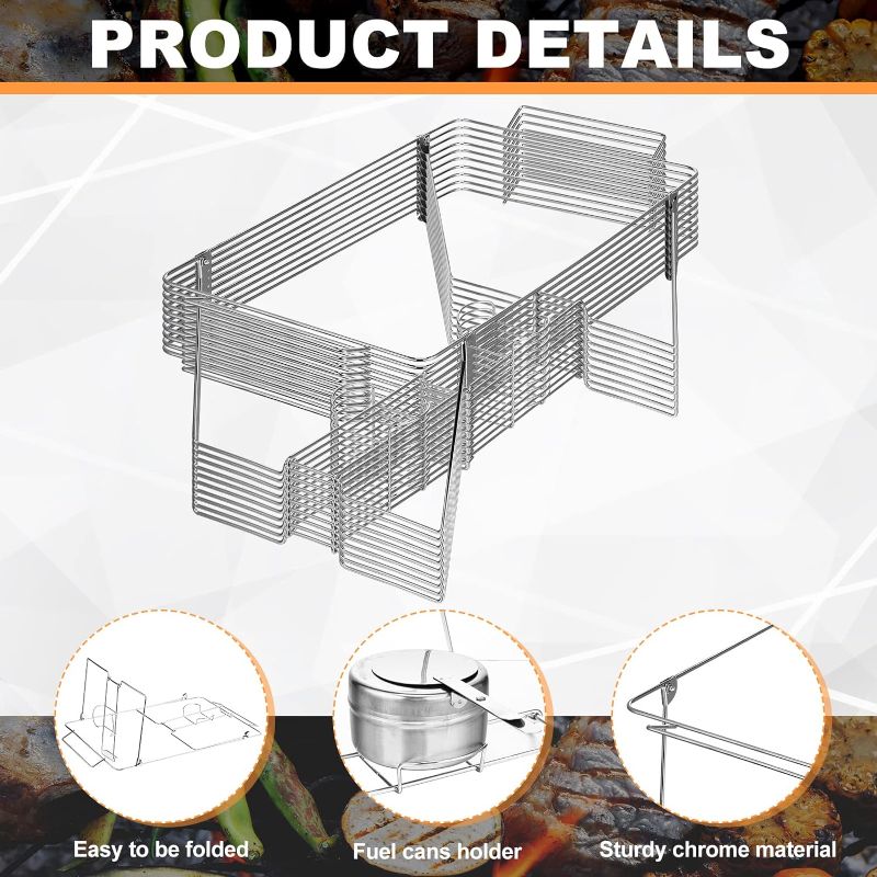 Photo 1 of 10 Pcs Buffet Stand Wire Racks Foldable Chafing Wire Rack for Dish Warmer Buffet Wire Frame Full Size for Dish Serving Trays Birthday Wedding Picnic Bbq Camping Catering Party Decorations