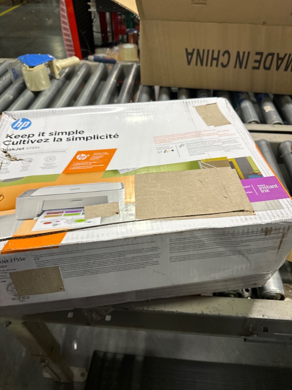 Photo 1 of HP DeskJet 2755e Wireless Color All-in-One Printer with bonus 6 months Instant Ink (26K67A), white