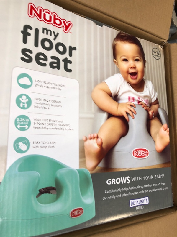 Photo 1 of Nuby My Floor Seat, Soft Foam Cushion with Safety Harness and High Back Design, for Ages 4-12 Months, Aqua