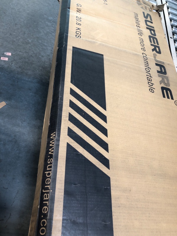 Photo 1 of SUPERJARE L Shaped Computer Desk with Power Outlets & LED Lights, Gaming Desk with Monitor Stand & Storage Shelf, Home Office Desk Corner Desk with Hooks, Gray Grey