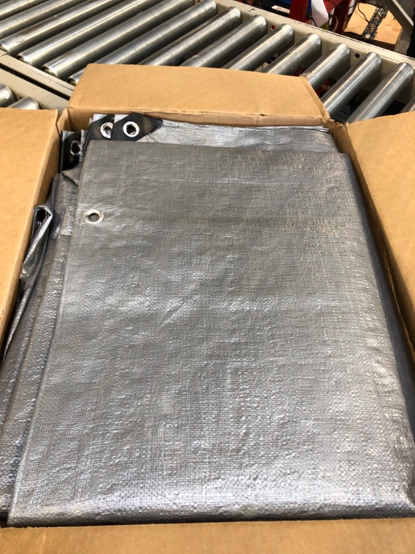 Photo 3 of 10x12 Heavy Duty Tarp, 10 Mil Thick, Waterproof, Tear & Fade Resistant, High Durability, UV Treated, Grommets Every 18 Inches. (Silver/Brown - Reversible) (10 x 12 Feet) 10' x 12'