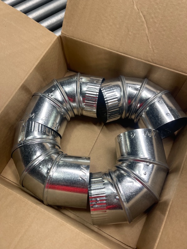 Photo 2 of 4" Diameter - 90° Degree Adjustable Elbow - 4 Pack - 30 Gauge Galvanized - Crimped End Connection