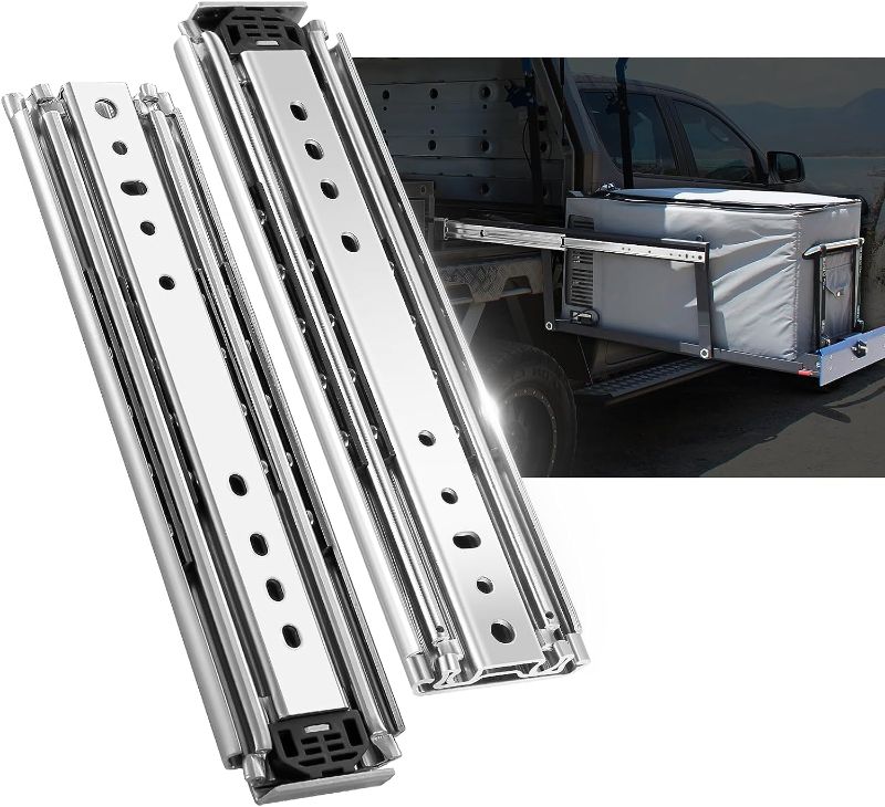 Photo 1 of AOLISHENG 1 Pair Heavy Duty Drawer Slides 12 14 16 18 20 22 24 26 28 30 32 34 36 38 40 44 48 52 56 60 Inch 500 lb Load Capacity Side Mount Full Extension Ball Bearing Industrial RV Runners Rail