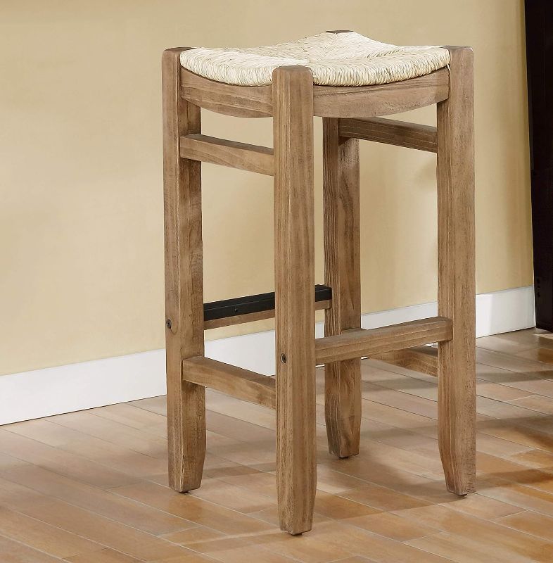 Photo 1 of Alaterre Furniture Newport 30" H Wood Bar Stool with Rush Seat