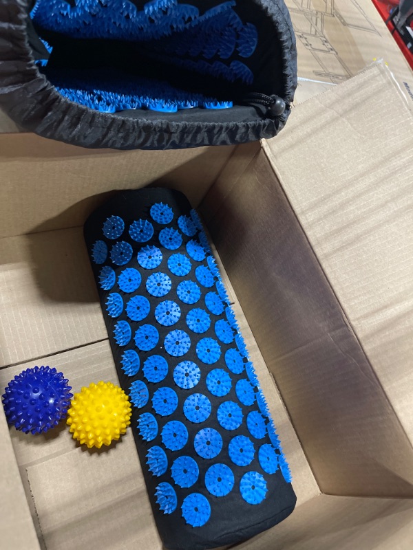 Photo 1 of Acupressure Mat and Pillow Set for Lower Back Pain Relief & Muscle Relaxation - Acupuncture Mattress + Spiky Ball Massage Set for Back, Neck & Sciatic Nerve Pain - Relieves Tension at Pressure Points