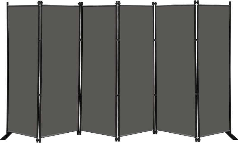 Photo 1 of 6 Panel Folding Privacy Screen, 10ft Wide 6ft Tall Partition Room Divider Portable Office Walls Dividers Room Separator, Grey