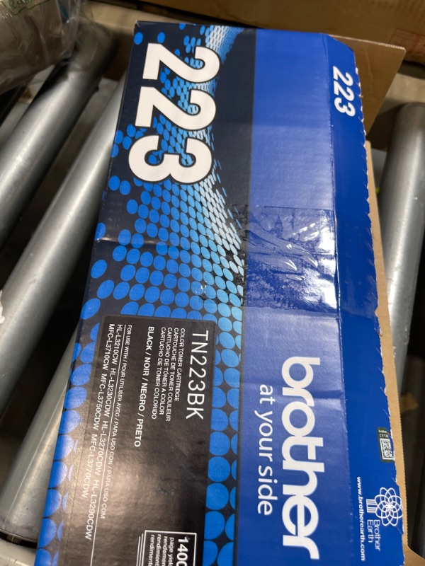 Photo 1 of Brother Genuine TN223BK, Standard Yield Toner Cartridge, Replacement Black Toner, Page Yield Up to 1,400 Pages, TN223, Amazon Dash Replenishment Cartridge