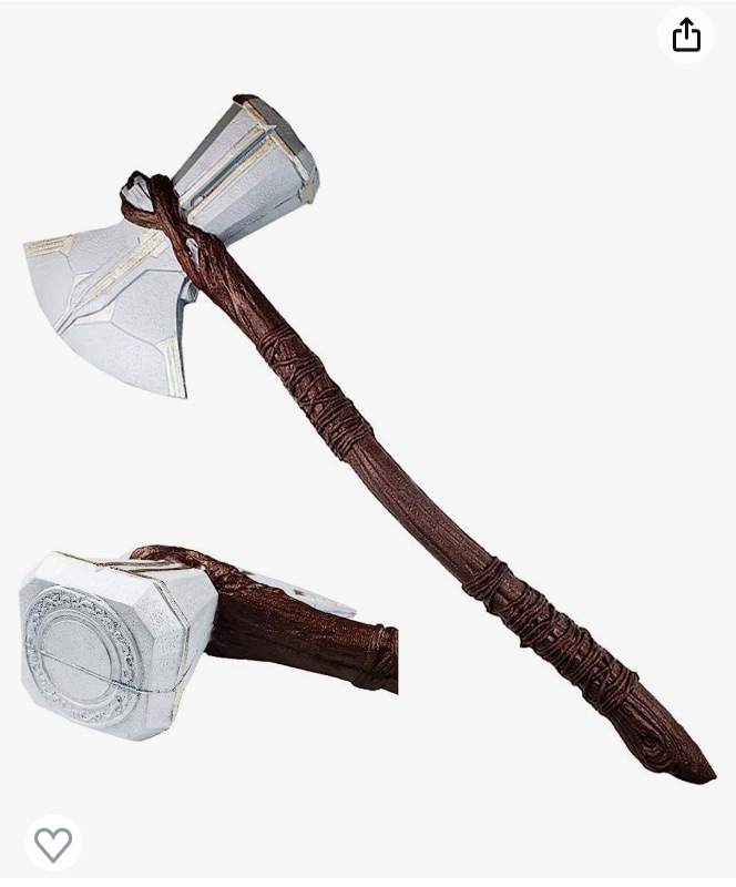 Photo 1 of Avengers Thor Foam Mjolnir Hammer and Foam Stormbreaker Axe Props Replica. Cosplay Hammer Axe