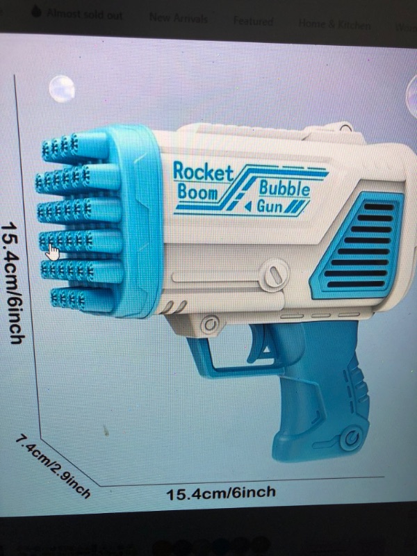 Photo 2 of Bazooka Bubble Gun with Light for Summer|Rocket Boom Bubble Blower|Big Rocket Launcher Bubble Machine Gun,Toddler Outdoor Toys for Kids Ages 4-8,Gifts for 3 5 6 7 Year Old Boys and Girls,Adults (Blue) Blue Bubble Gun