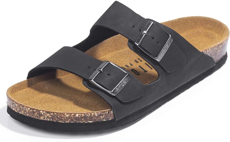 Photo 1 of ITORY Mens Sandals, Arch Support Slides with Adjustable Buckle Straps and Cork
size 9