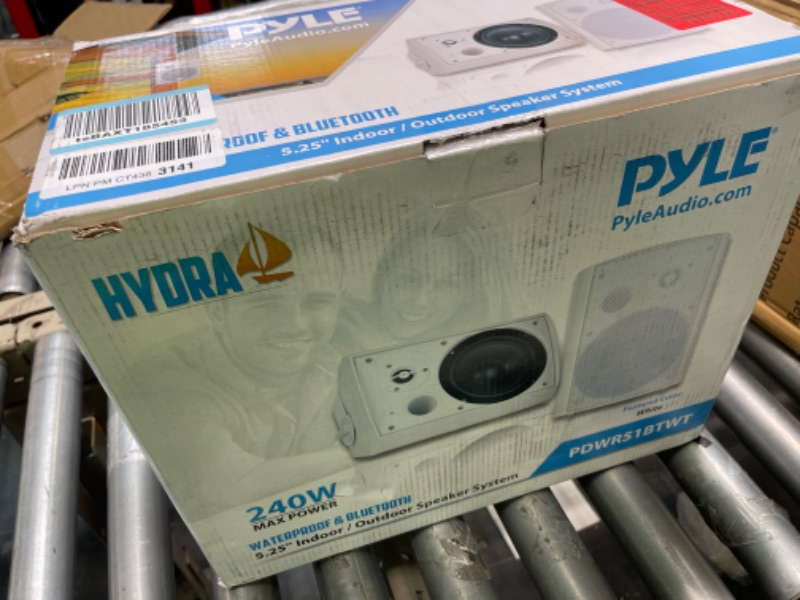 Photo 1 of Pyle Wall Mount Home Speaker System - Active + Passive Pair Wireless Bluetooth Compatible Indoor / Outdoor Water-resistant Weatherproof Stereo Sound Speaker Set with AUX IN - Pyle PDWR51BTWT (White)
