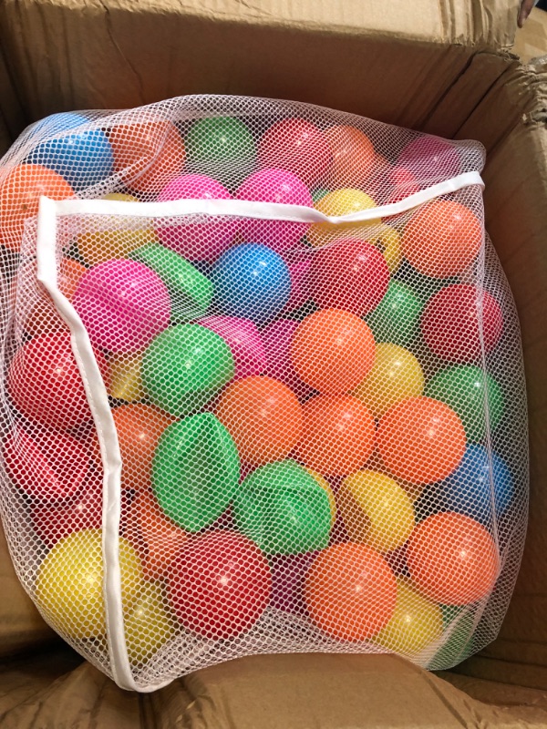 Photo 2 of Amazon Basics BPA Free Crush-Proof Plastic Ball Pit Balls with Storage Bag, Toddlers Kids 12+ Months, 6 Bright Colors - Pack of 400 6 Bright Colors 400 Balls