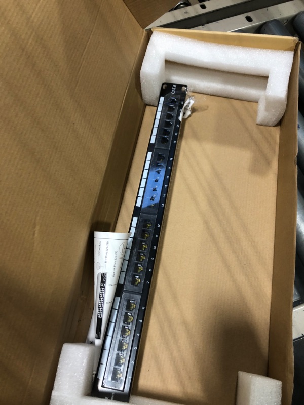 Photo 4 of Lysymixs 24 Port RJ45 Patch Panel Cat6 Feed Through, Coupler Network Patch Panel 19 Inch, Inline Keystone Ethernet Patch Panel with Back Bar
