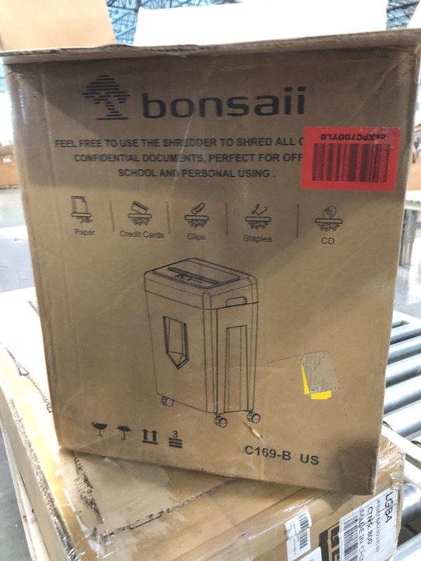 Photo 4 of Bonsaii 15-Sheet Office Paper Shredder, 40 Mins Heavy Duty Shredder for Home Office, Crosscut Shreder with Anti-Jam System & P-4 High Security Supports CD/Credit Cards/Staple,5 Gal Pullout Bin C169-B