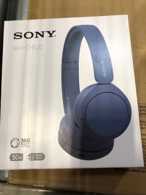 Photo 2 of Sony WH-CH520L Wireless Bluetooth Headphones - Up to 50 Hours Battery Life with Quick Charge Function, On-Ear Model - Matte Blue