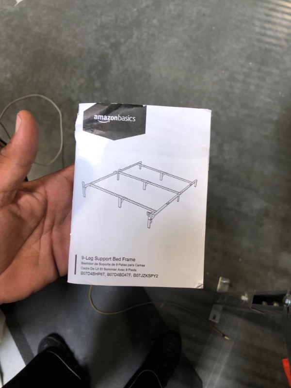 Photo 1 of Amazon Basics Metal Bed Frame, 9-Leg Base for Box Spring and Mattress, Full, Tool-Free Easy Assembly, Black, 74.49" L x 53.5" W x 7" H