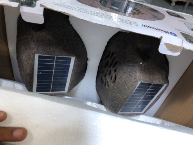 Photo 1 of Alpine Corporation Weather-Resistant Bluetooth Solar-Powered Outdoor Wireless Rock Speaker – Set of 2