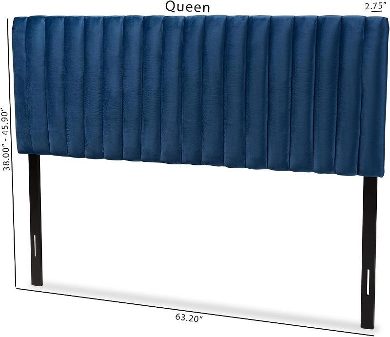 Photo 1 of Baxton Studio Emile Headboards, Queen, Navy Blue/Dark Brown
