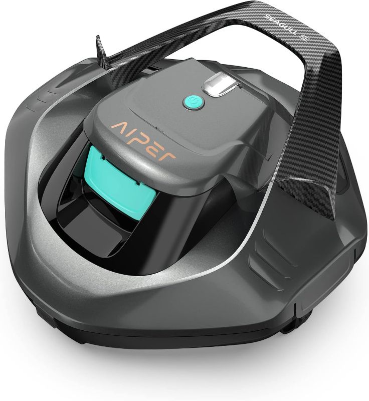 Photo 1 of AIPER Seagull SE Cordless Robotic Pool Cleaner, Pool Vacuum Lasts 90 Mins, LED Indicator, Self-Parking, for Flat Above-Ground Pools up to 33 Feet - Gray
