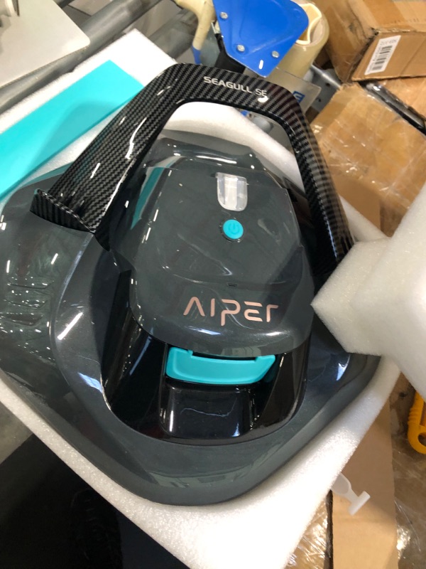 Photo 1 of AIPER Seagull SE Cordless Robotic Pool Cleaner, Pool Vacuum Lasts 90 Mins, LED Indicator, Self-Parking, for Flat Above-Ground Pools up to 33 Feet - Gray
