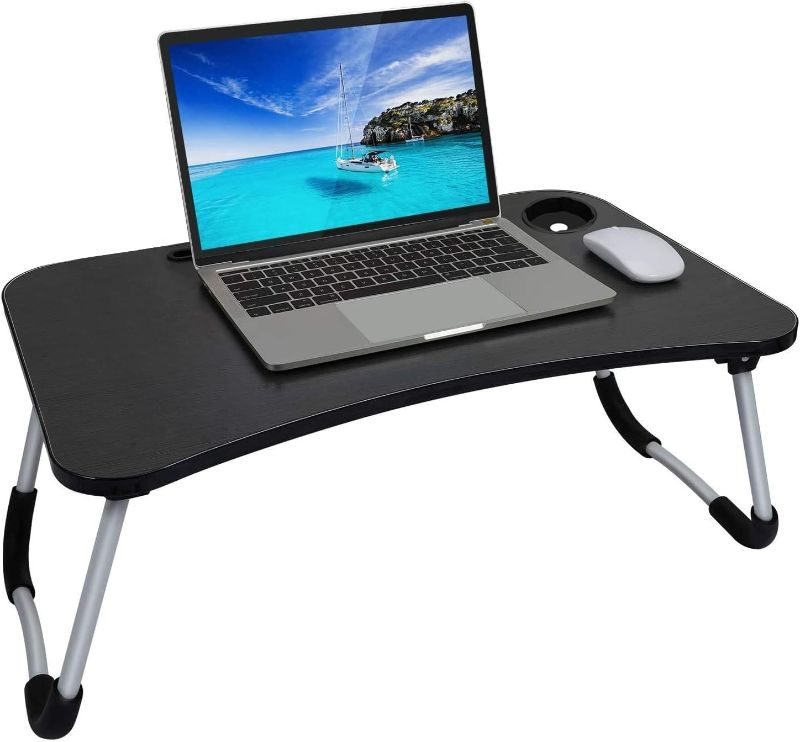 Photo 1 of Slendor Laptop Desk Laptop Bed Stand Foldable Laptop Table Folding Breakfast Tray Portable Lap Standing Desk Reading and Writing Holder with Drawer for Bed Couch Sofa Floor