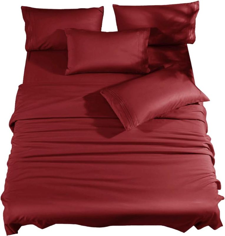 Photo 1 of 
SONORO KATE Bed Sheet Set Super Soft Microfiber 1800 Thread Count Luxury Egyptian Sheets 16-Inch Deep Pocket?Wrinkle -4 Piece (Burgundy,